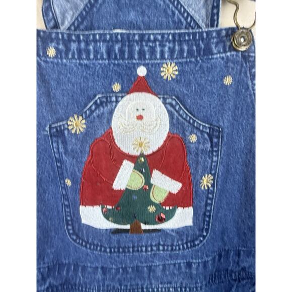 Christopher & Banks Womens Denim Overalls With Santa Embroidery Size M Y2K - Picture 3 of 15